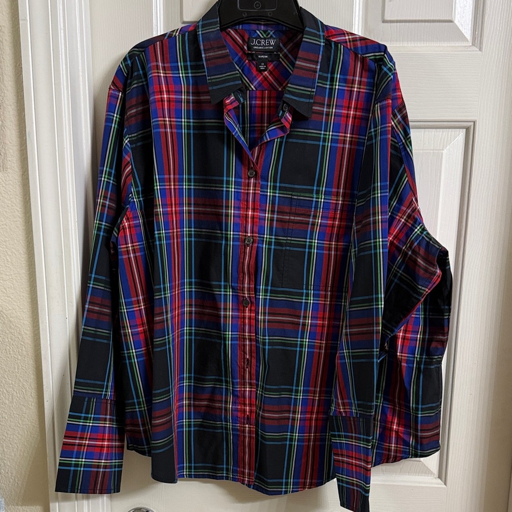 J. Crew Red and Blue Plaid Button Down Shirt